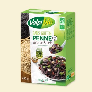 Penne van zwarte en bruine rijst