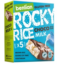 Rijstrepen met melkchocoladecoating